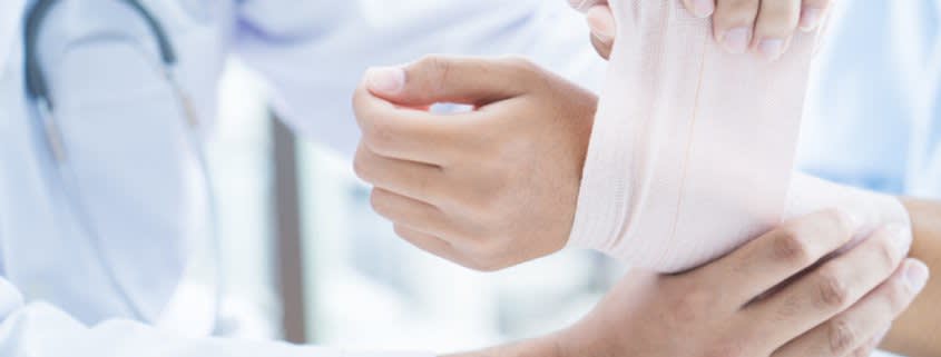 wrist wrapped in bandage