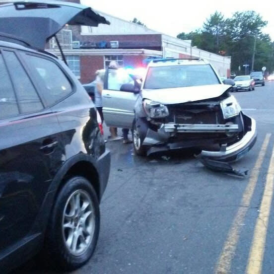 Two damaged cars after a collision