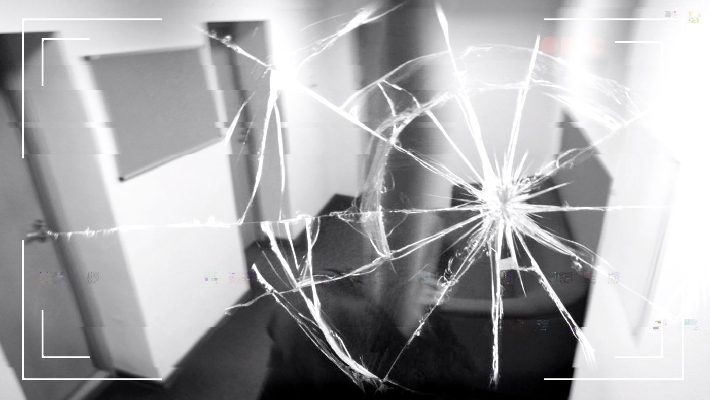 broken glass of a security camera lens