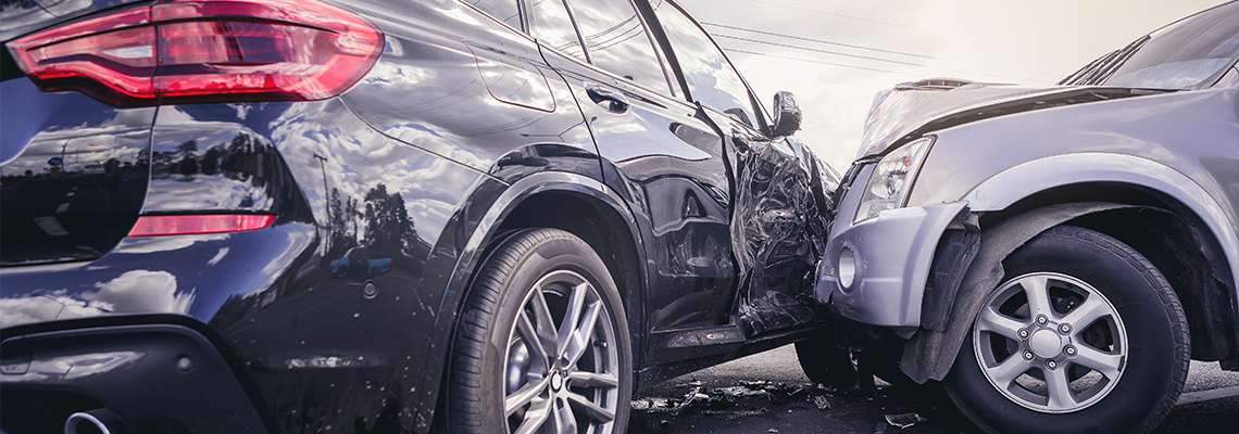 Two cars damaged from serious car accident