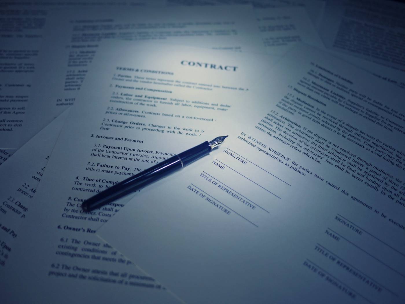 Pen on top of documents